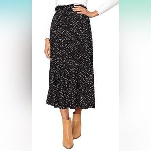 NWT Polka-Dot Midi Skirt (Black and White)